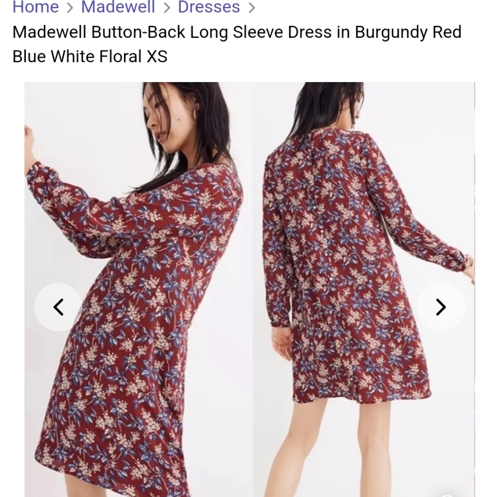 Madewell Floral Burgundy Dress